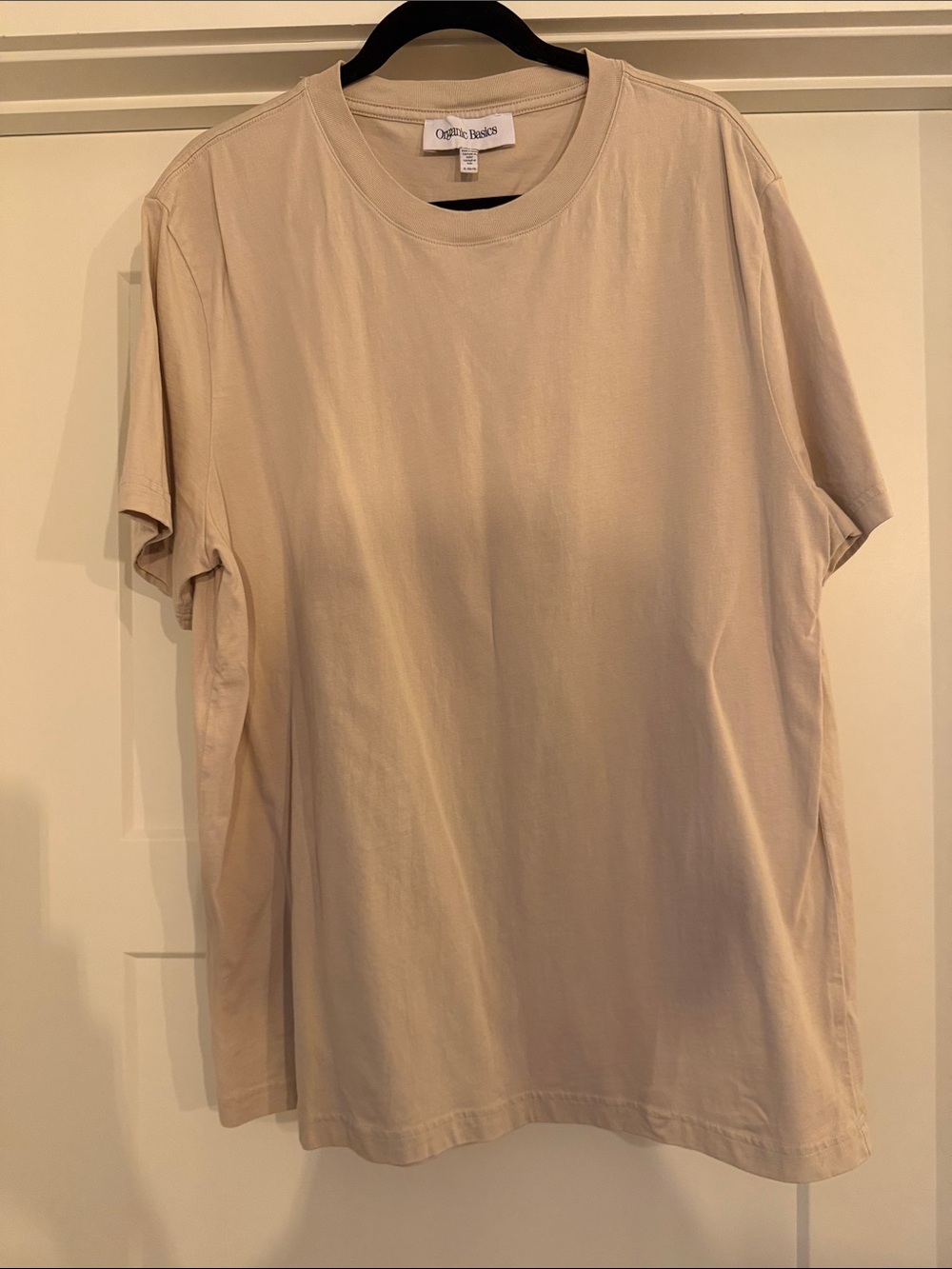 Organic Basics Beige Short Sleeve Crewneck Tee